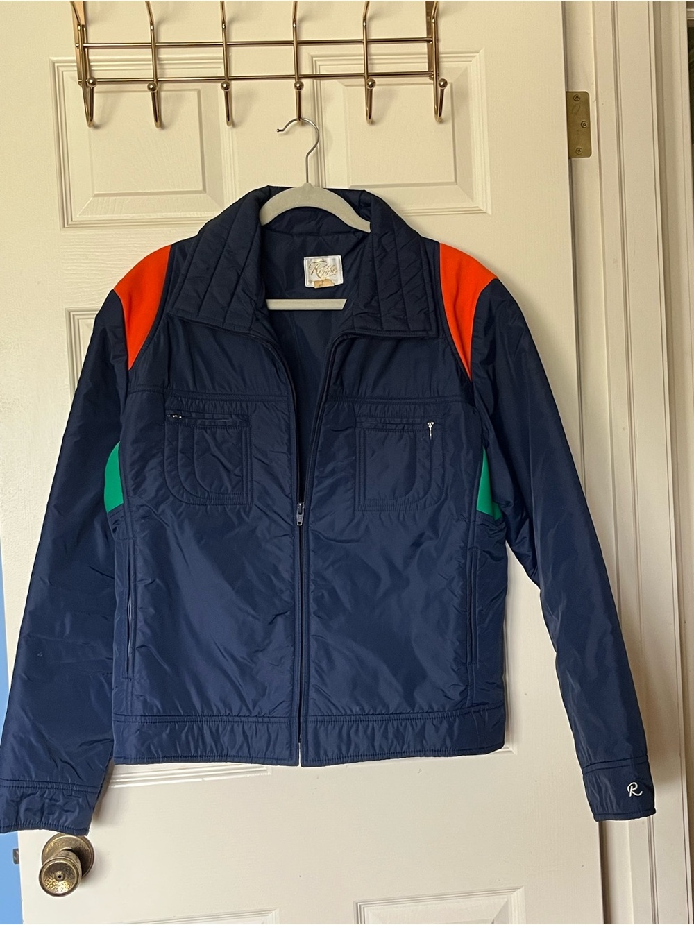 Vintage Roffe Skiwear Geometric Unisex Colorblock Rainbow Ski Jacket